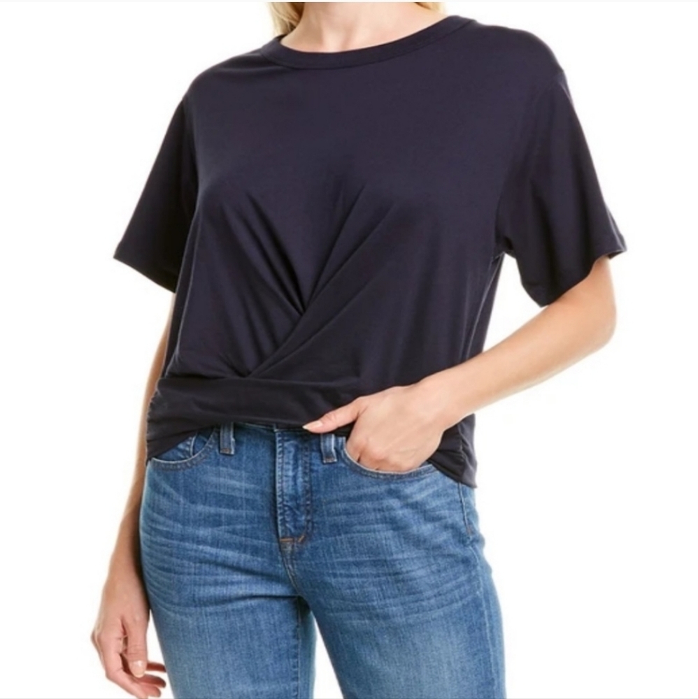 New Habitual Navy Blue Short Sleeve Cotton Blend Tie Back T-shirt Size XL